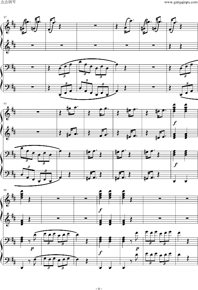 莫扎特D大调四手联弹钢琴奏鸣曲第三乐章-钢琴谱(钢琴曲)-莫扎特6