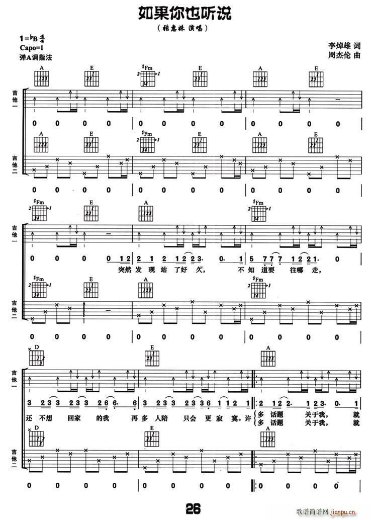 如果你也听说（双吉他）1