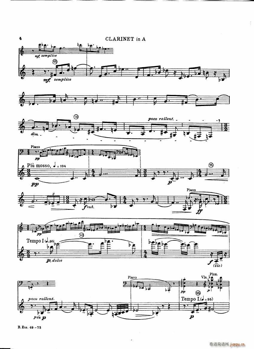 Bartok SZ 111 Contrasts clarinets A and Bb4