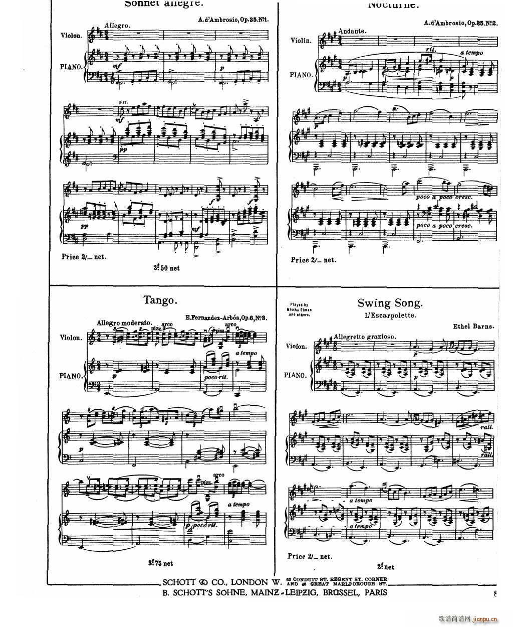 Bowen Barcarolle for violin and piano23
