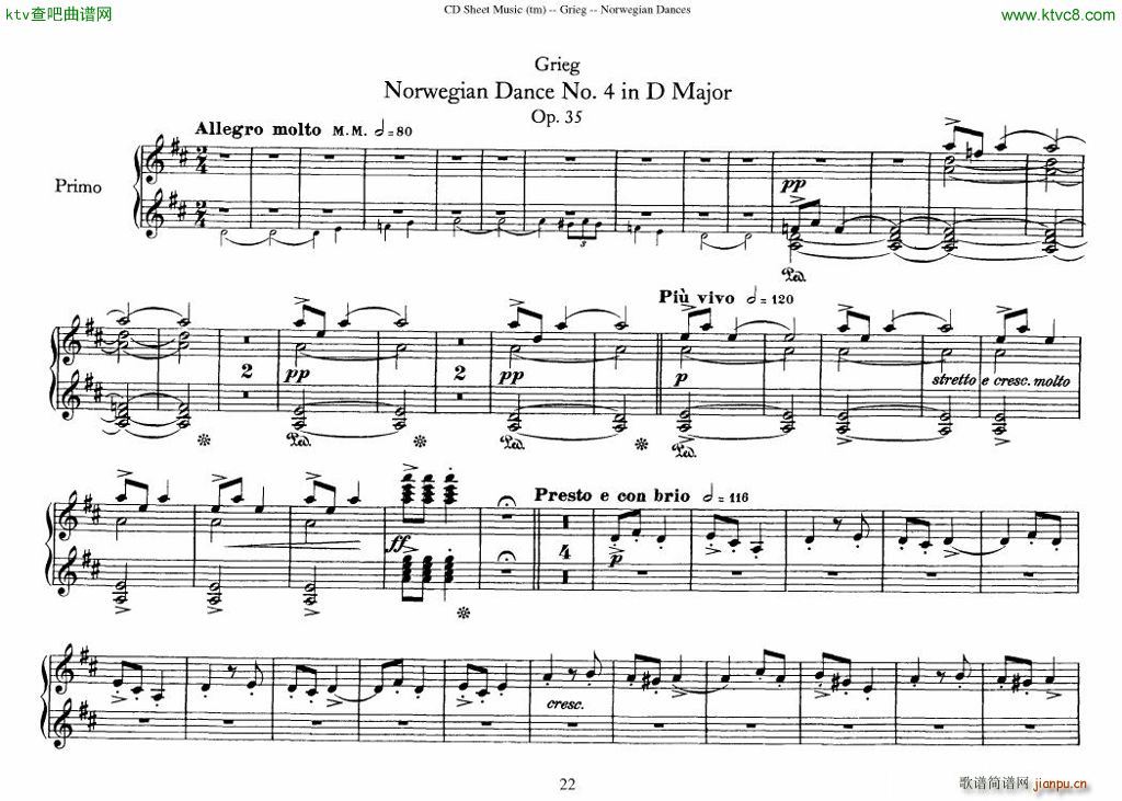 Grieg Norwegian Dance Op 35 1 4 Duet22