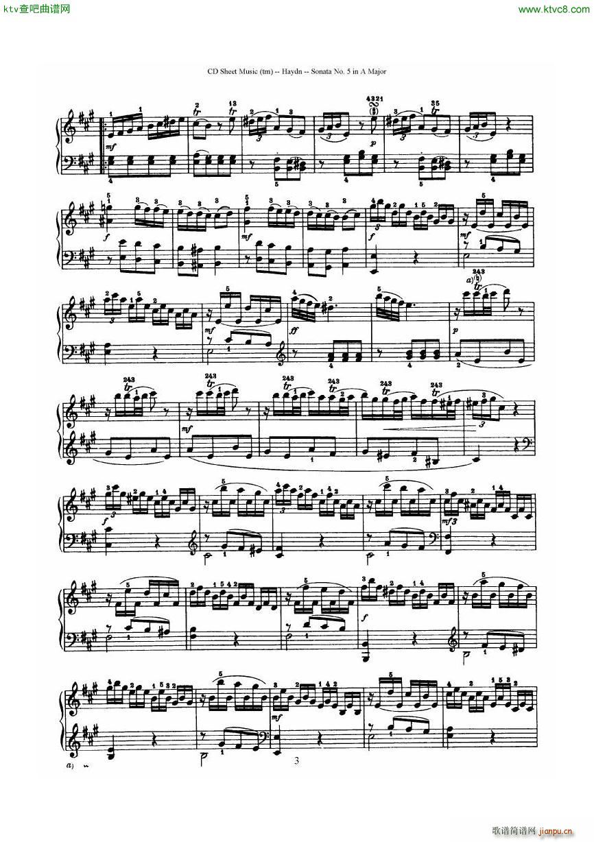Haydn Joseph Sonata no 5 in A Major3