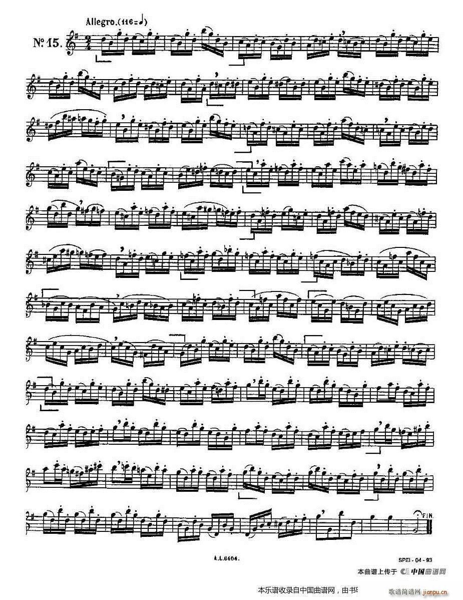 15首如歌的练习曲之11―15 长笛谱5