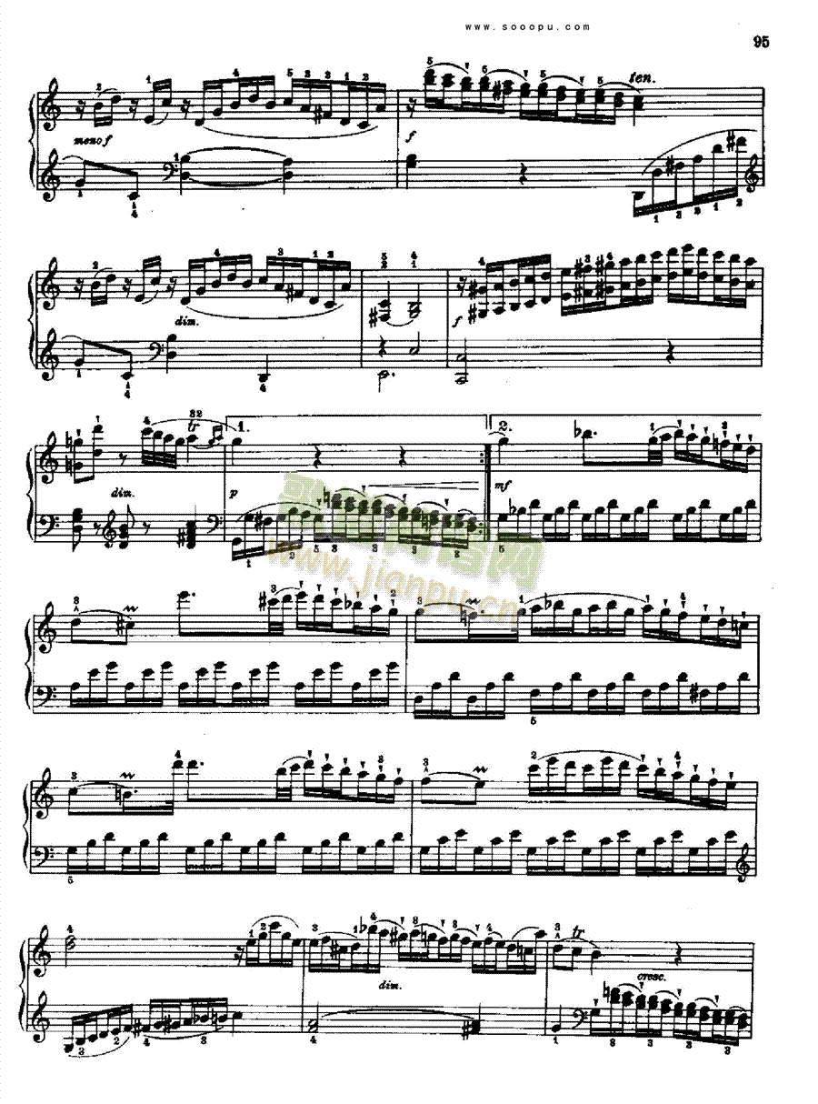 奏鸣曲十(献给奥恩布鲁格的姐妹们)1780年出版 键盘类 钢琴6