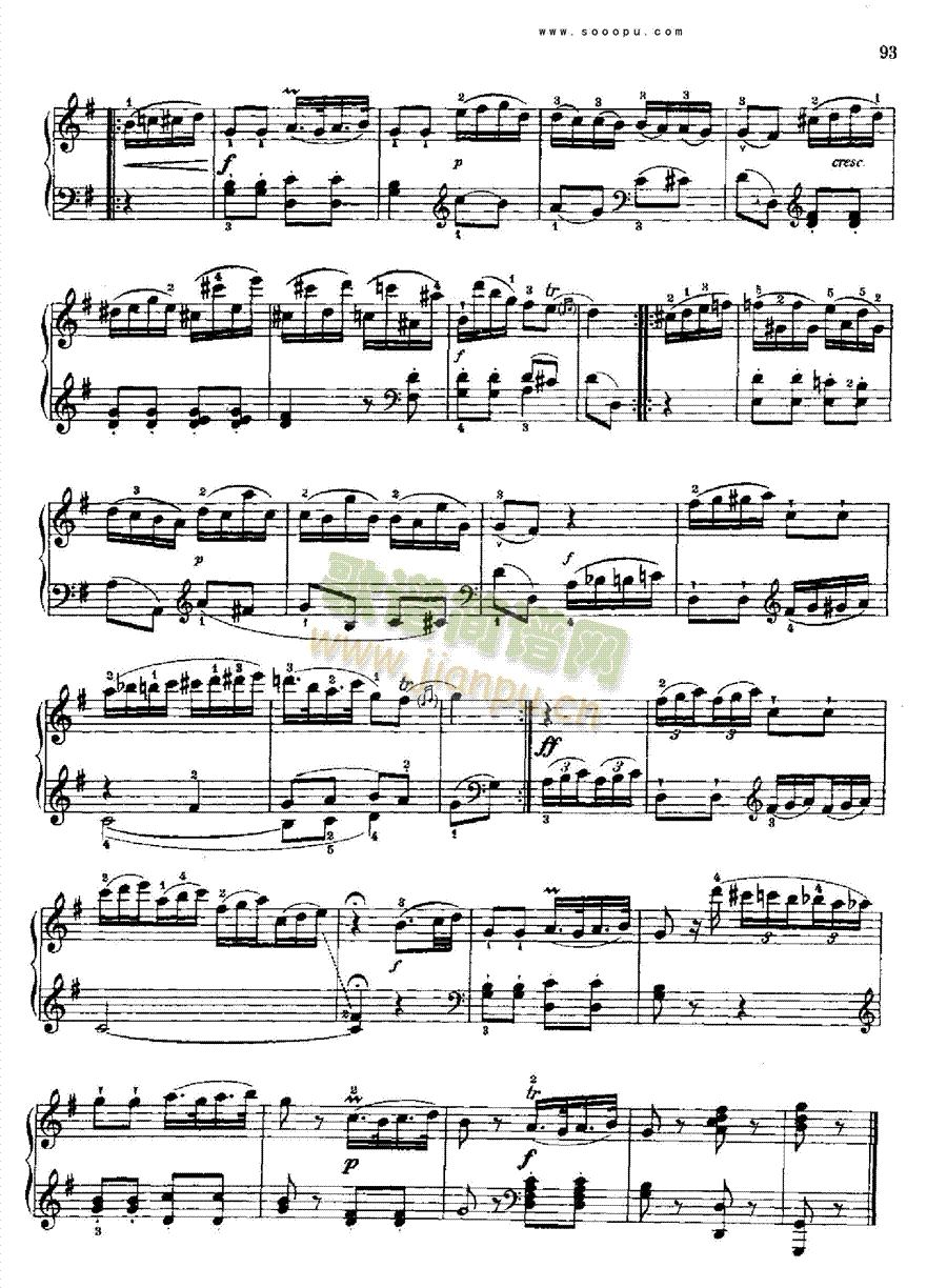 奏鸣曲十(献给奥恩布鲁格的姐妹们)1780年出版 键盘类 钢琴4
