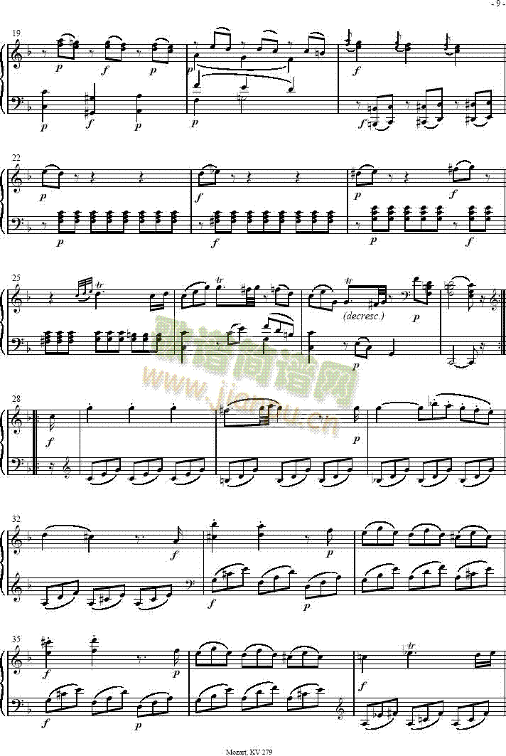 奏鸣曲 Sonatas K279 Mvt.22