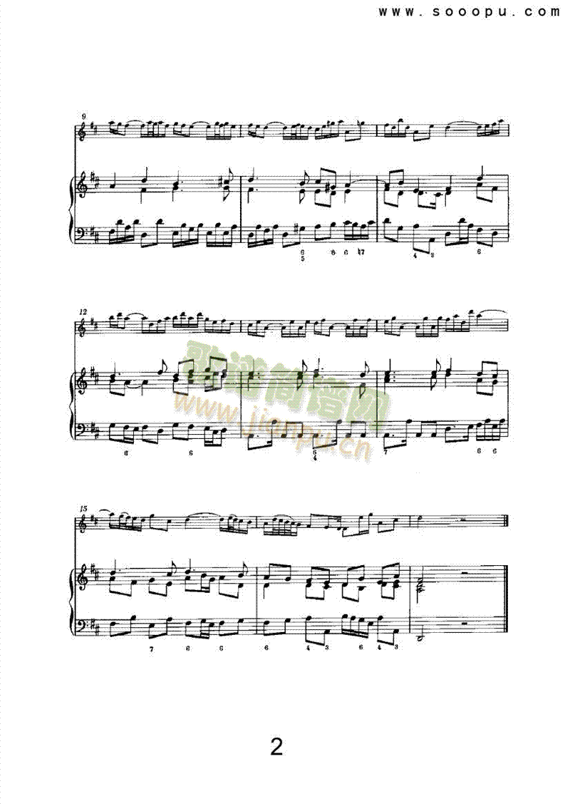 D大调第六奏鸣曲 管乐类 长笛2