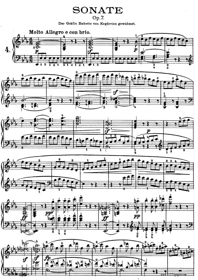 降E大调第四钢琴奏鸣曲-Op.7-贝多芬1
