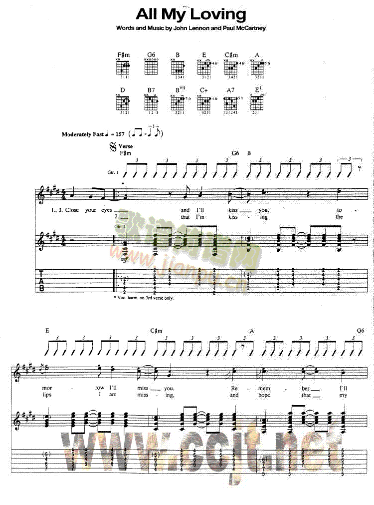 All My Loving吉他谱( 六线谱)1