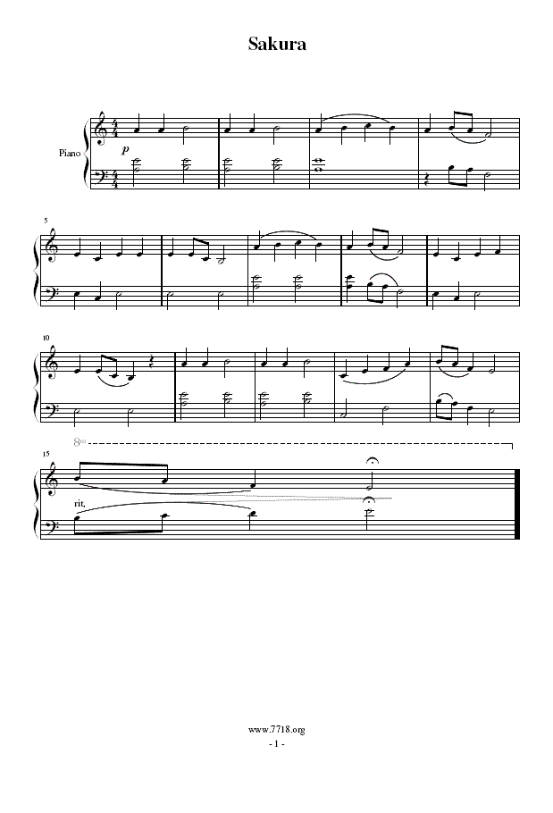 樱花(简易钢琴曲)1