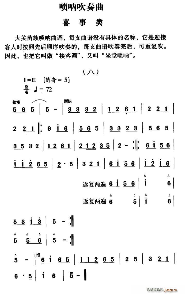 大关苗族唢呐吹奏曲调 喜事类（八）1