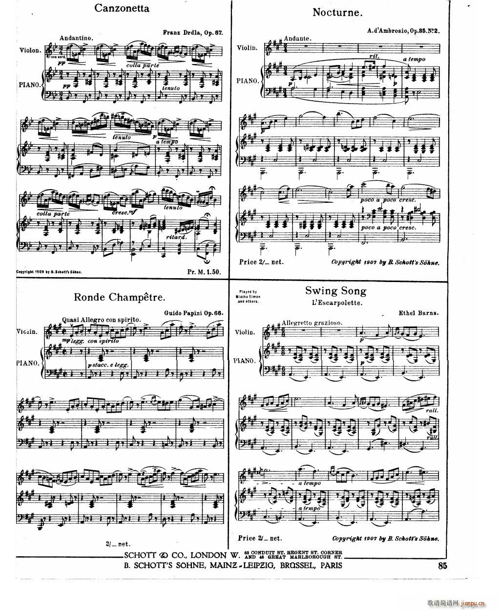 Bowen Barcarolle for violin and piano24