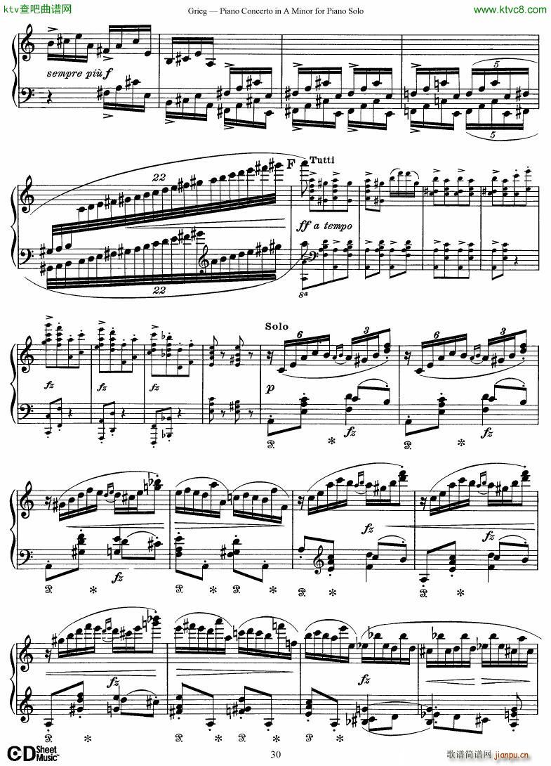 Piano Concerto in A minor Op 16 1868 rev 1907 piano solo arr30