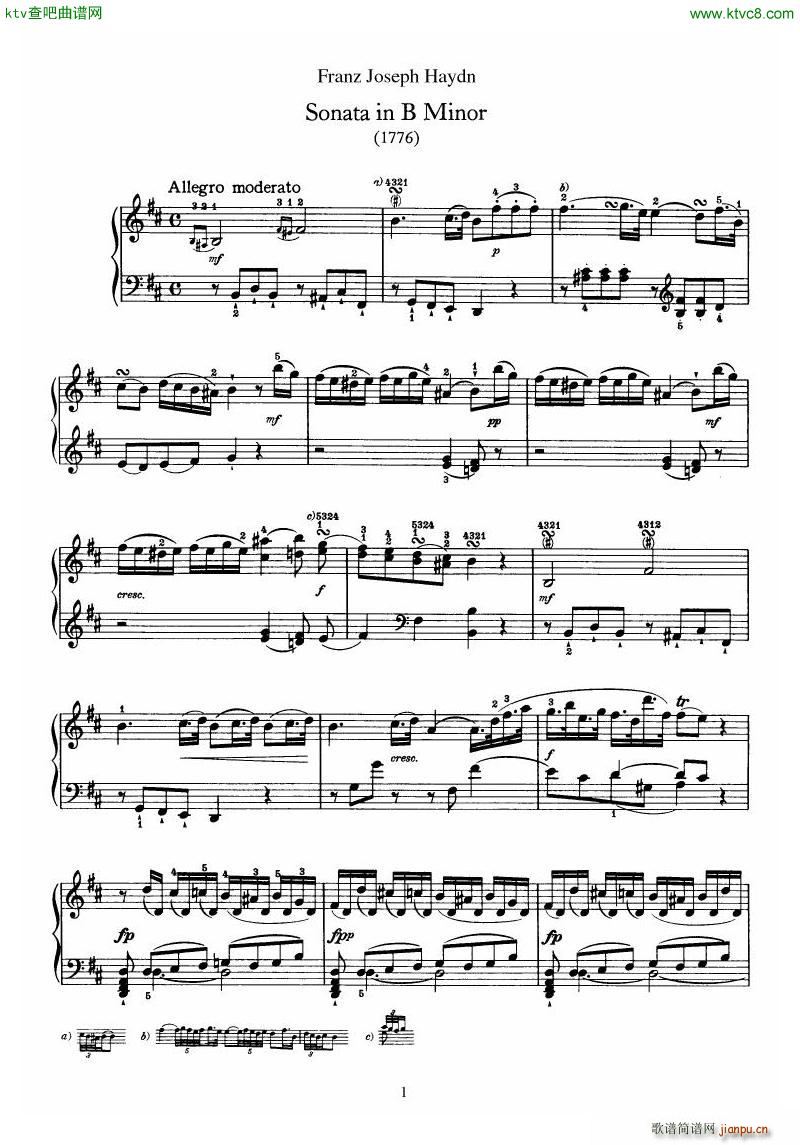 Haydn Piano Sonata No 32 In B1