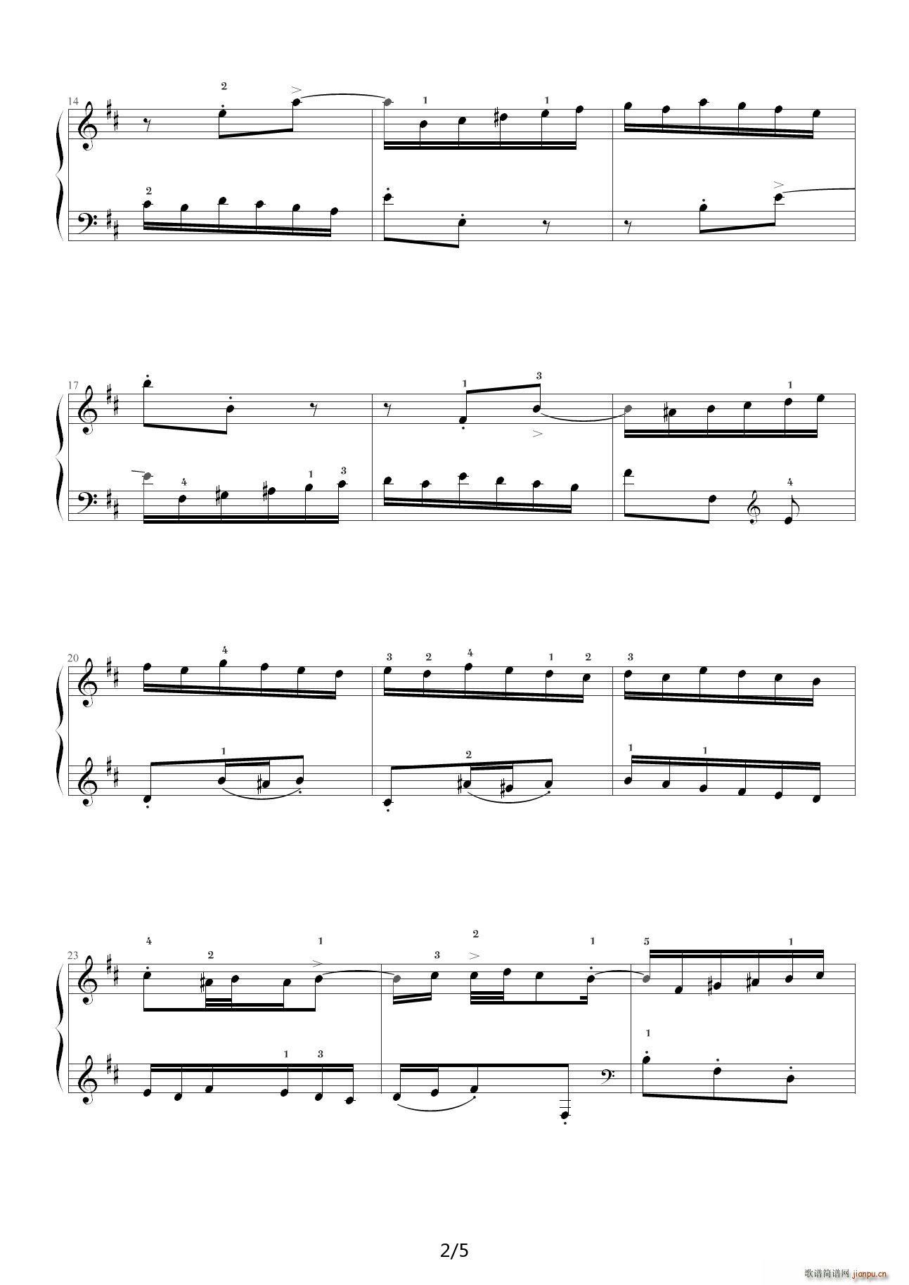 巴赫二部创意曲3 D调2