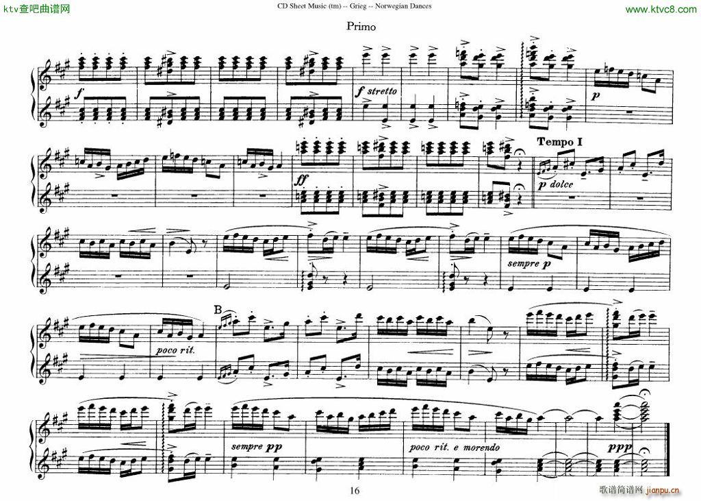 Grieg Norwegian Dance Op 35 1 4 Duet16