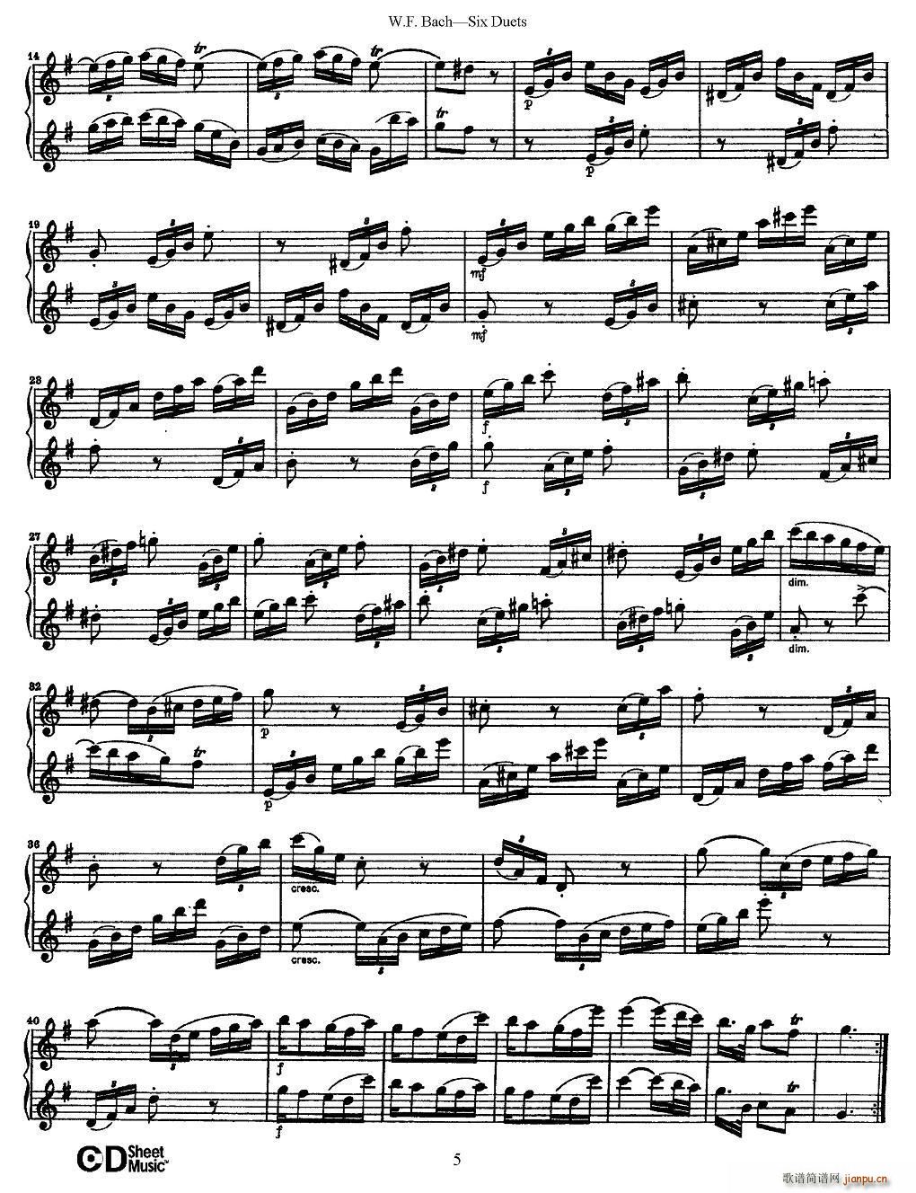 W F 巴赫―六首二重奏练习曲（1）5