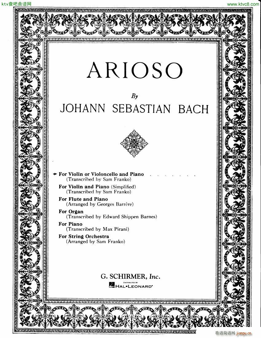 Bach Franko Arioso piano violin or cello1