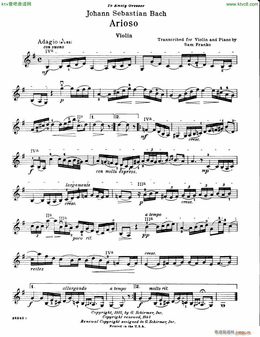 Bach Franko Arioso piano violin or cello5