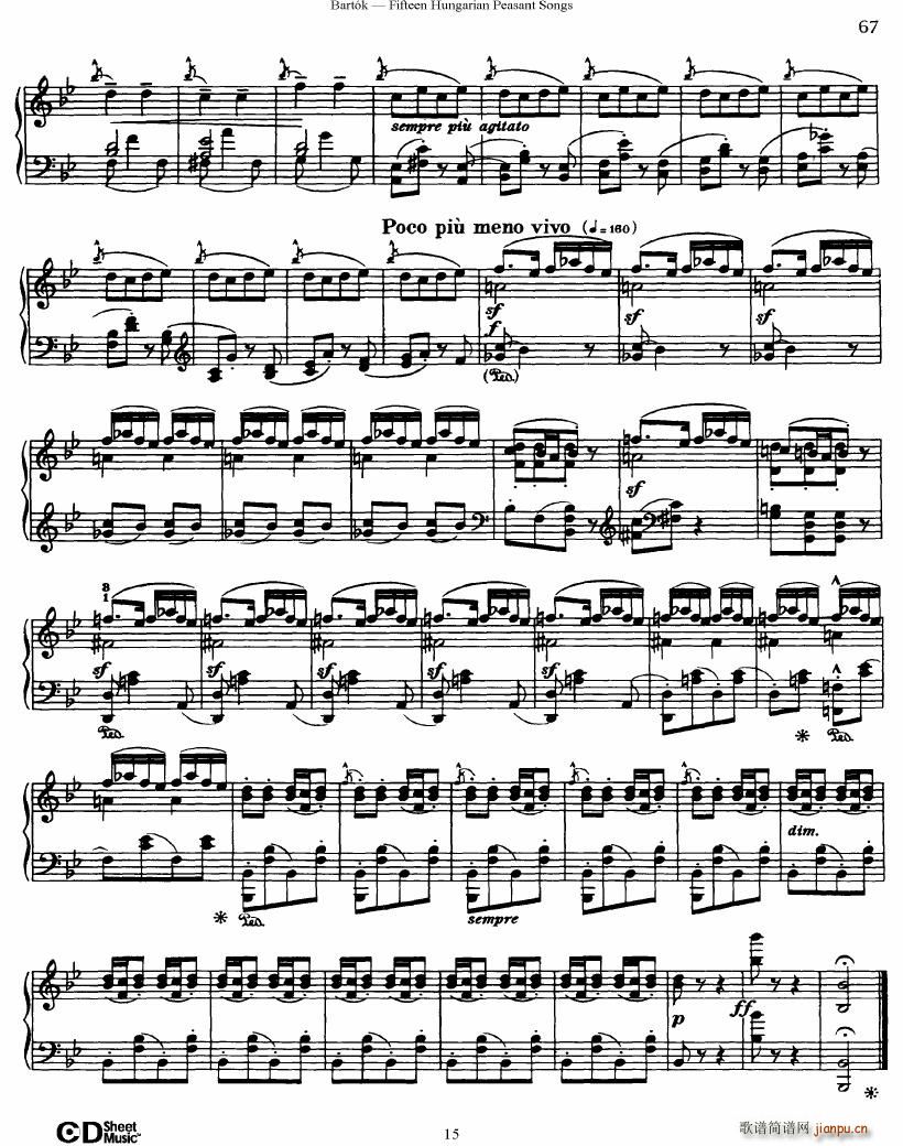Bartok SZ 71 Fifteen Hungarian Peasant Songs Piano15