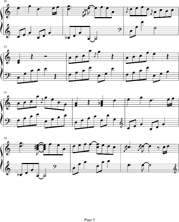 一公升的眼泪-（背景音乐完整版）-钢琴谱(钢琴曲)-影视5