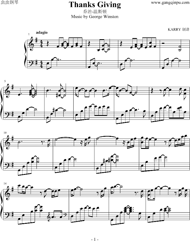 乔治温斯顿THANKS GIVING-钢琴谱(钢琴曲)-George Winston1