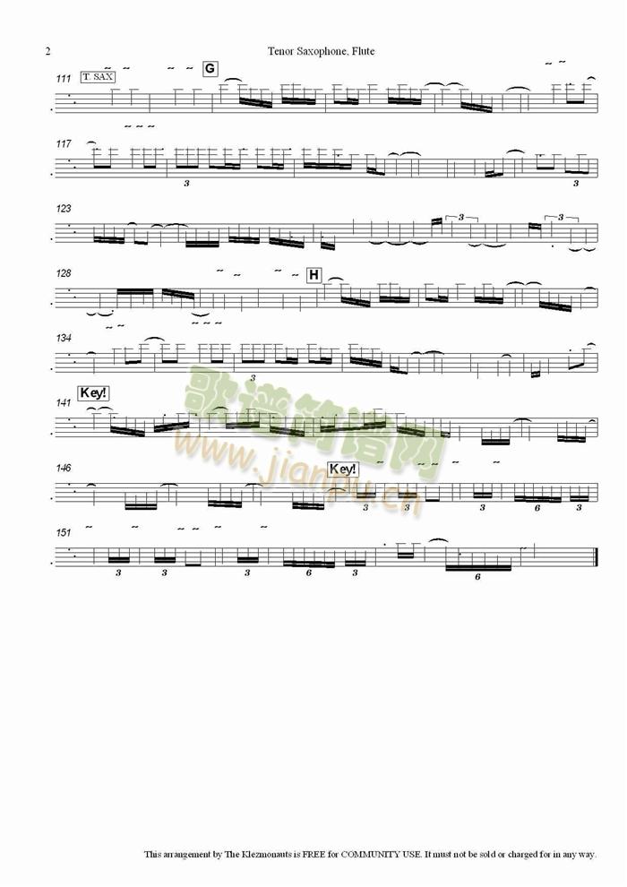 波莱罗舞曲 -(【法】拉威尔) 次中萨克斯管与长笛分谱2