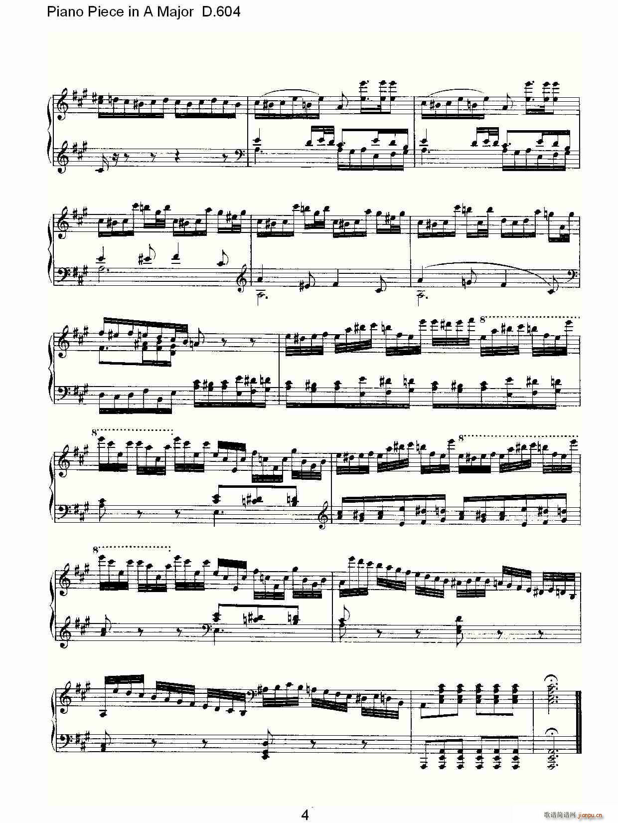 Piano Piece in A Major D.604（A大调钢琴联奏 D.604）_弗朗兹・舒柏特4