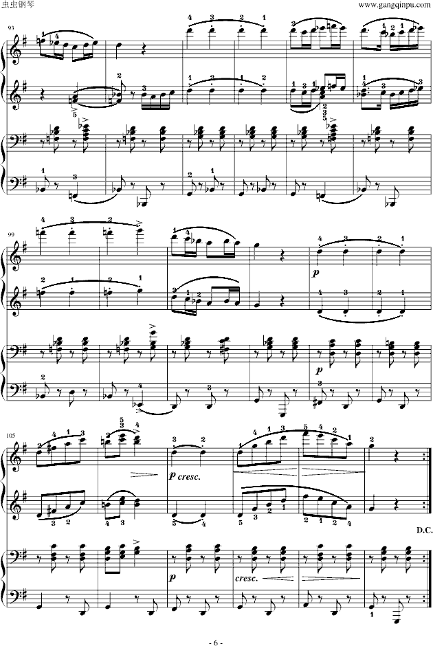 军队进行曲(四手联弹)-钢琴谱(钢琴曲)-舒伯特6