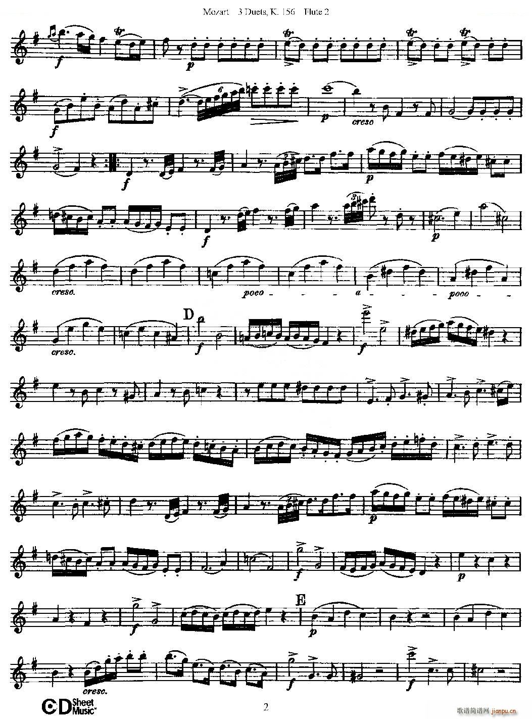 3 Duets K 156 之第二长笛（二重奏三首 K156号） 铜管2