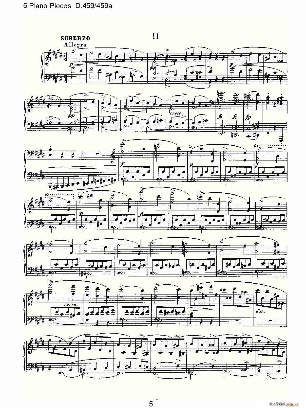 5 Piano Pieces D.459/459a（钢琴五联奏D.459/459a）5