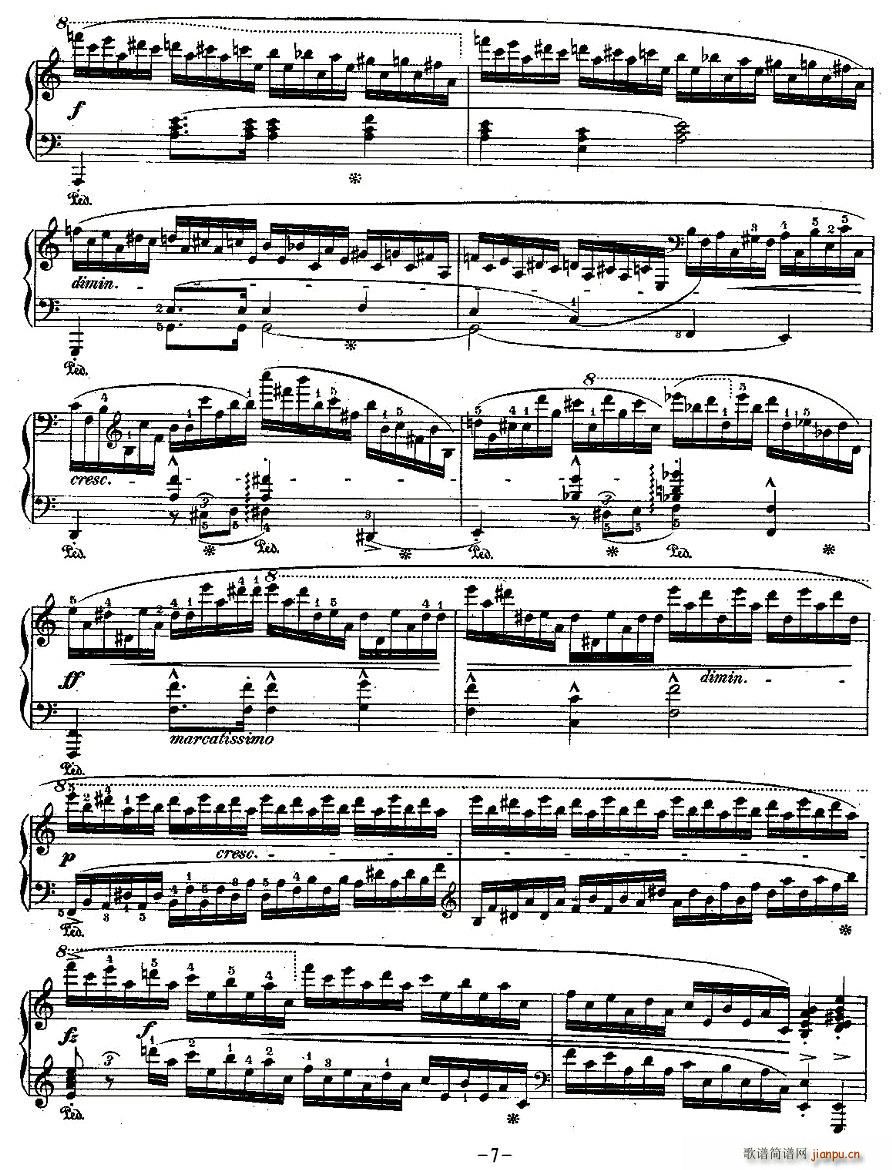 肖邦钢琴练习曲，Op.25之十一7