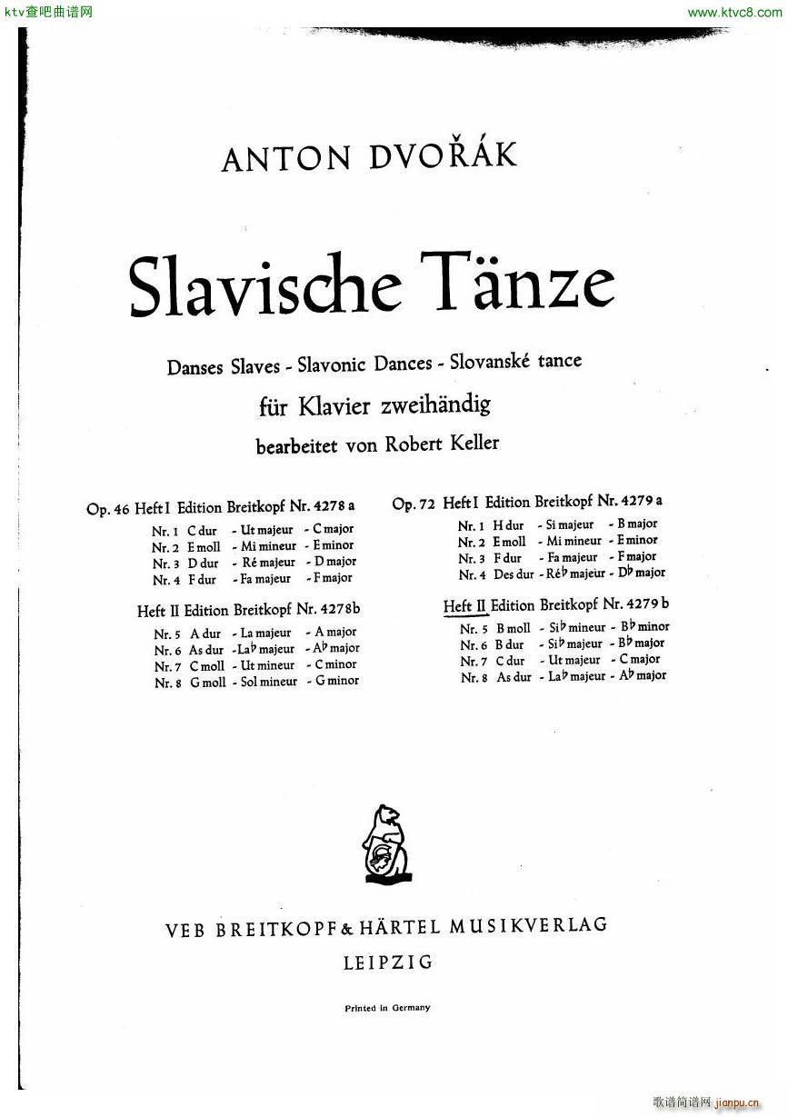 Dvorak Arr Keller Slavonic Dances Op72 Book21