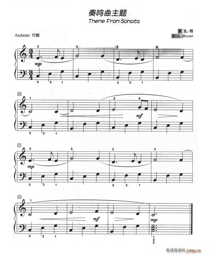 奏鸣曲主题(儿童古典钢琴小品)1