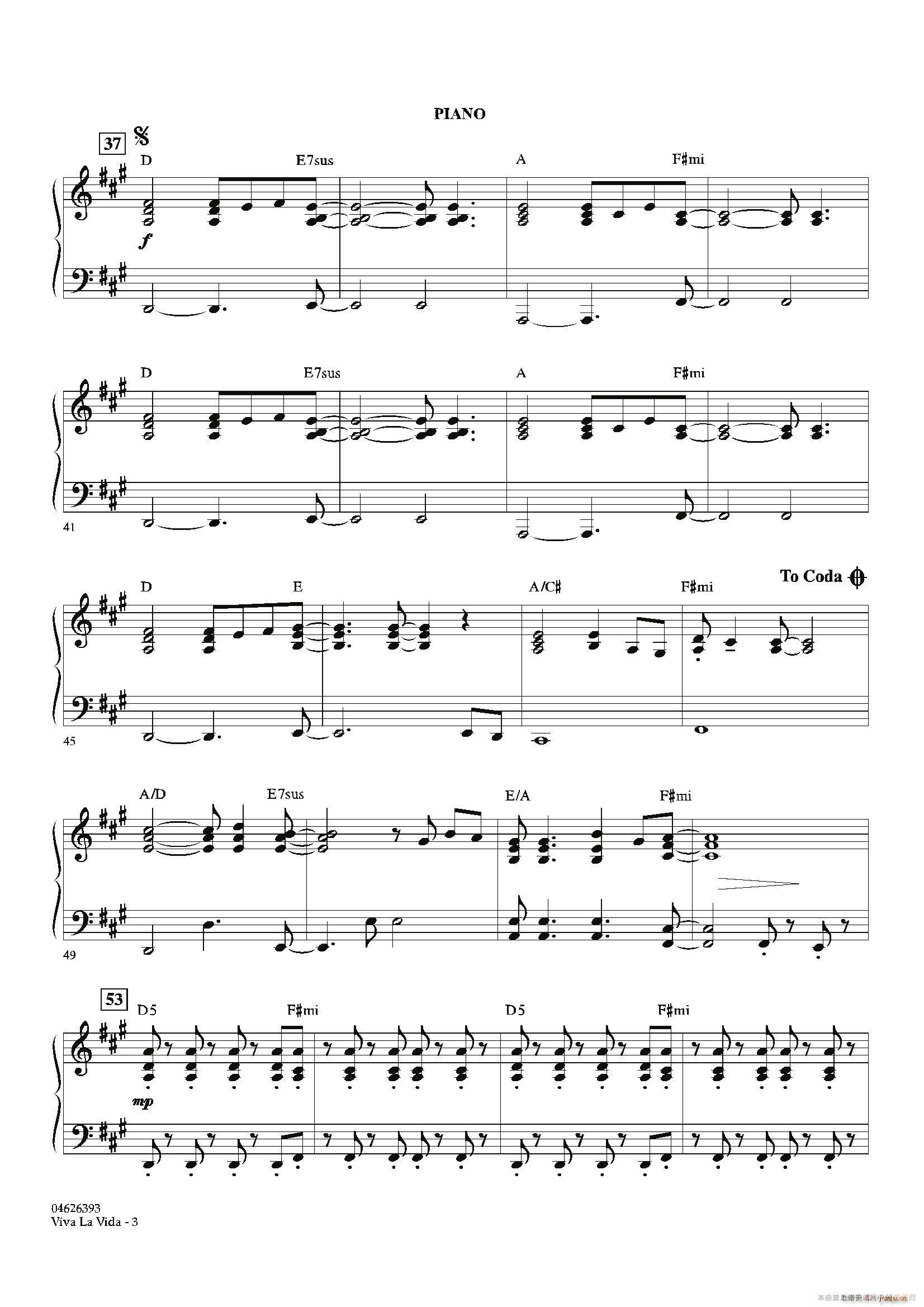 VIVA LA VIDA（钢琴分谱）3