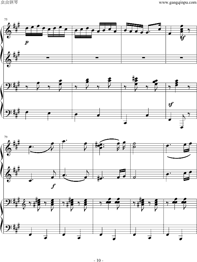 《匈牙利舞曲第5号》四手联弹-钢琴谱(钢琴曲)-勃拉姆斯-Brahms10