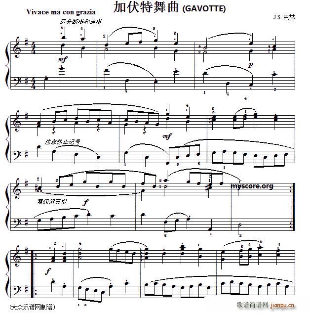 巴赫初级钢琴曲之二十一 加伏特舞曲1