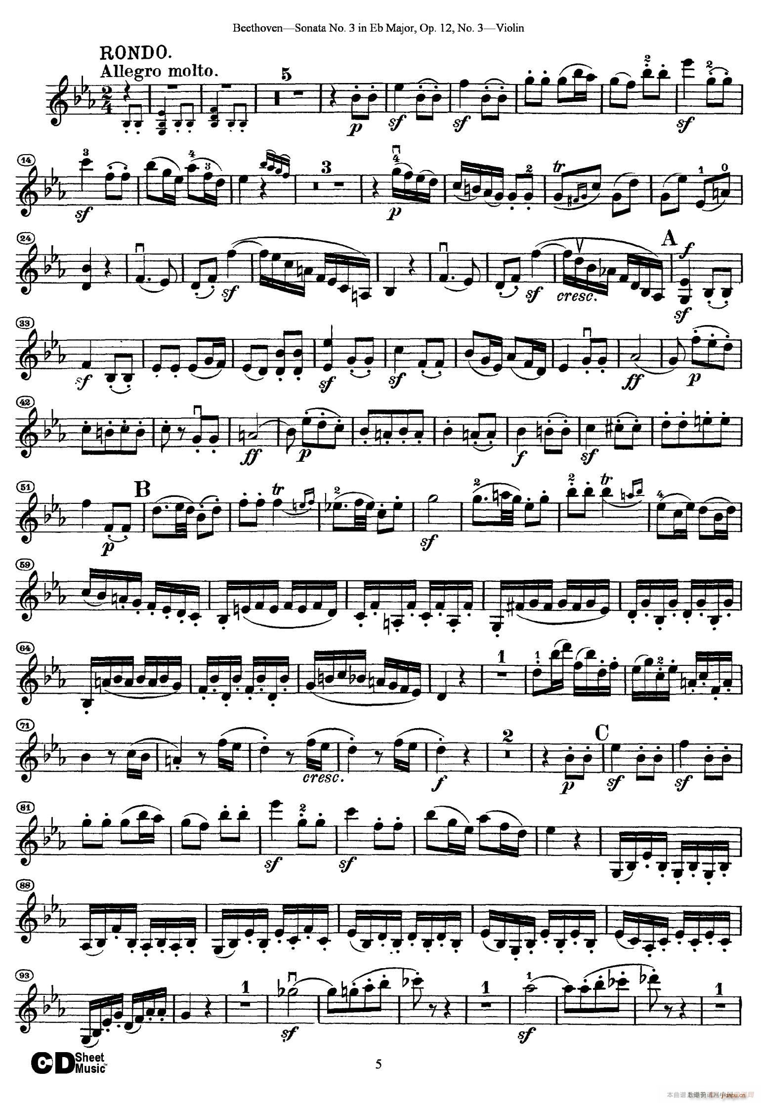 A大调第二小提琴奏鸣曲（Sonata No 2 in A Major Op 12 No 2）5
