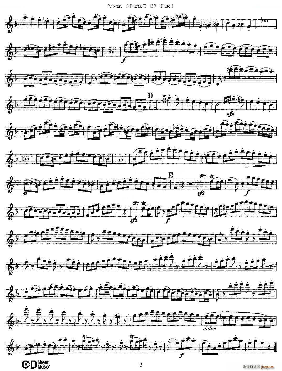 3 Duets K 157 之第一长笛（二重奏三首 K157号） 铜管2