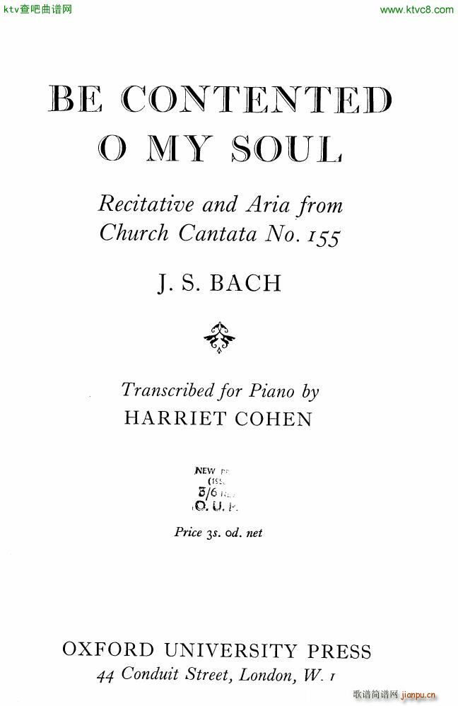 Bach JS BWV 155 Be Contented O My Soul arr Cohen1