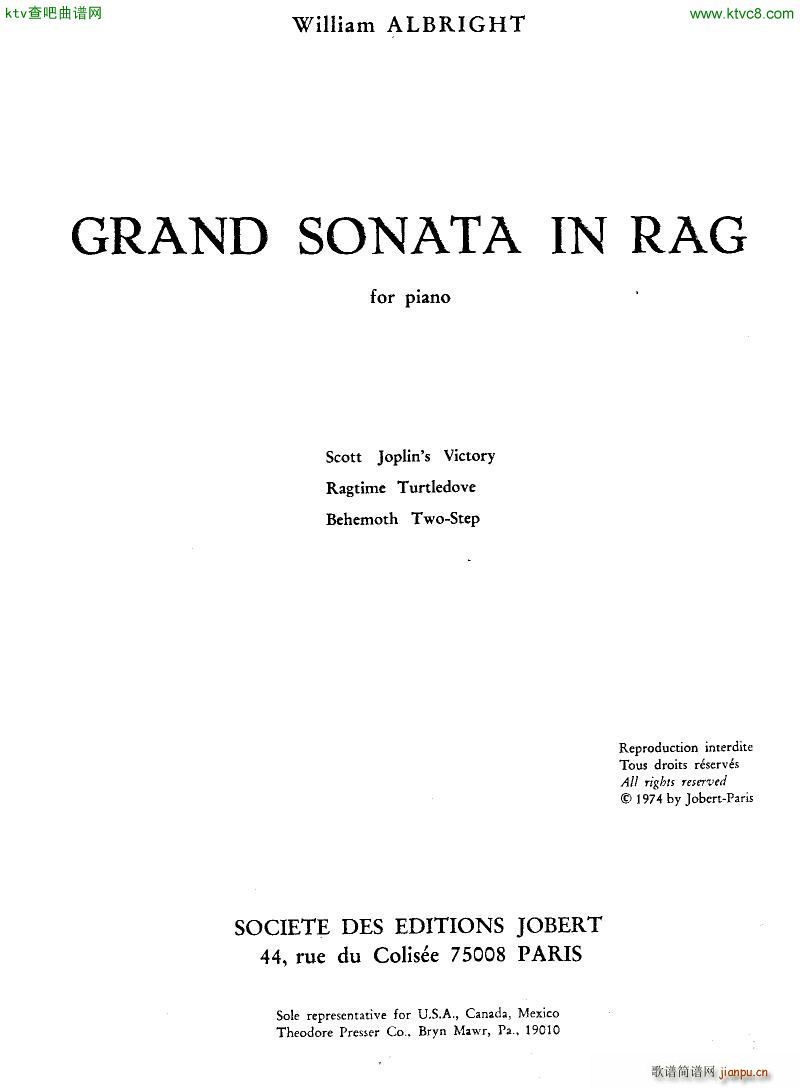 Albright Grand Sonata in Rag1