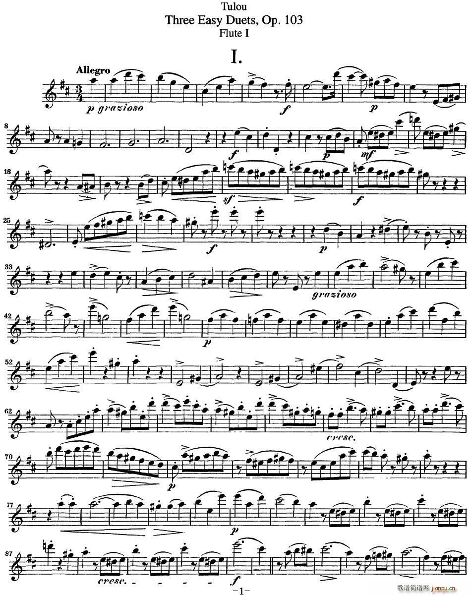图露三首长笛简易重奏曲Op 103(Flute 1)(NO 1)1