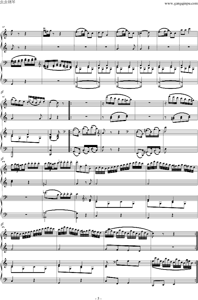 C大调四手联弹琴奏鸣曲（第三乐章）-钢琴谱(钢琴曲)-莫扎特5