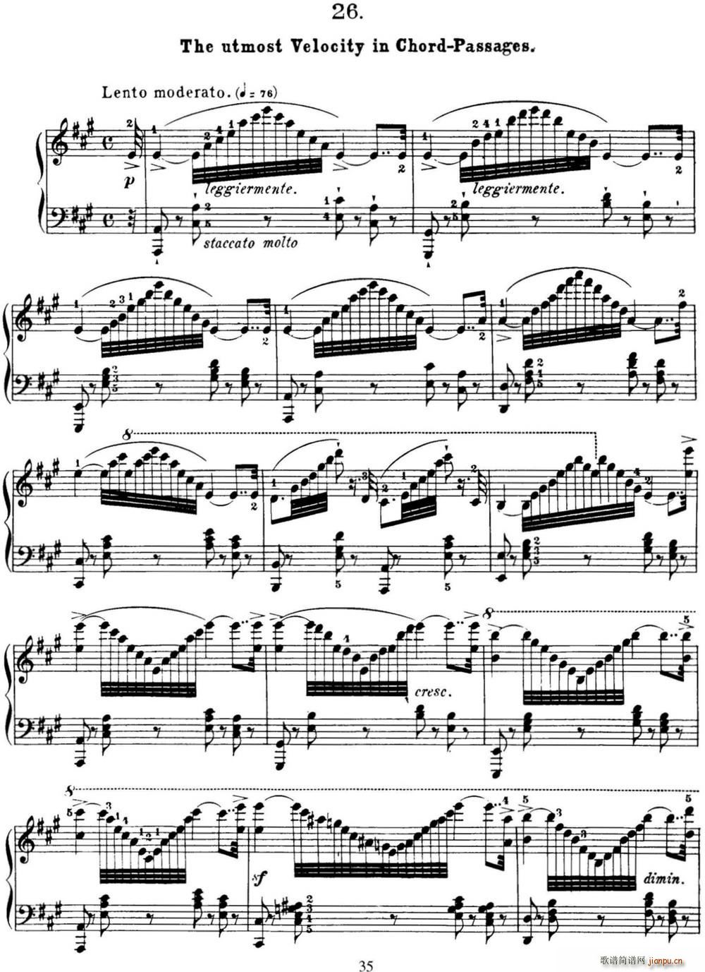 50首车尔尼Op 740钢琴手指灵巧技术练习曲(NO 26)1