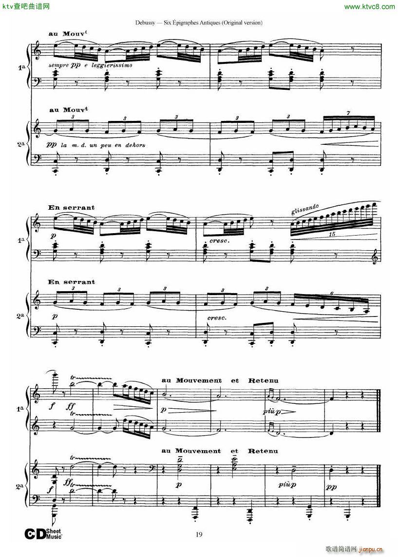 Debussy Six épigraphes Antiques 2 Piano s19