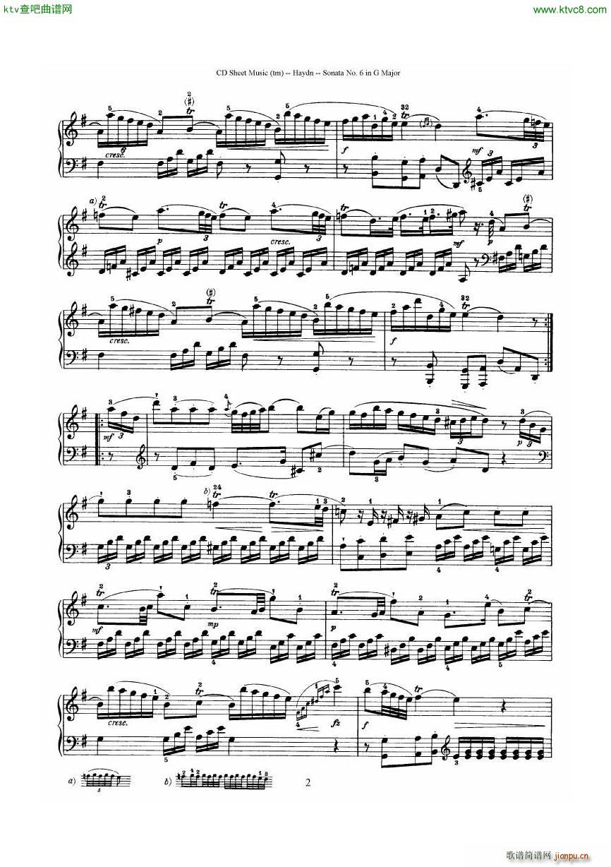 Haydn Joseph Sonata no 6 in G Major2