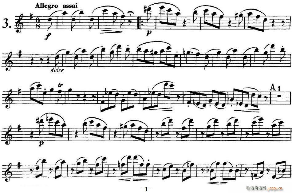 库劳长笛二重奏练习曲Op 10――Flute 1(No 3)1