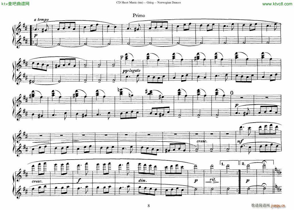 Grieg Norwegian Dance Op 35 1 4 Duet8