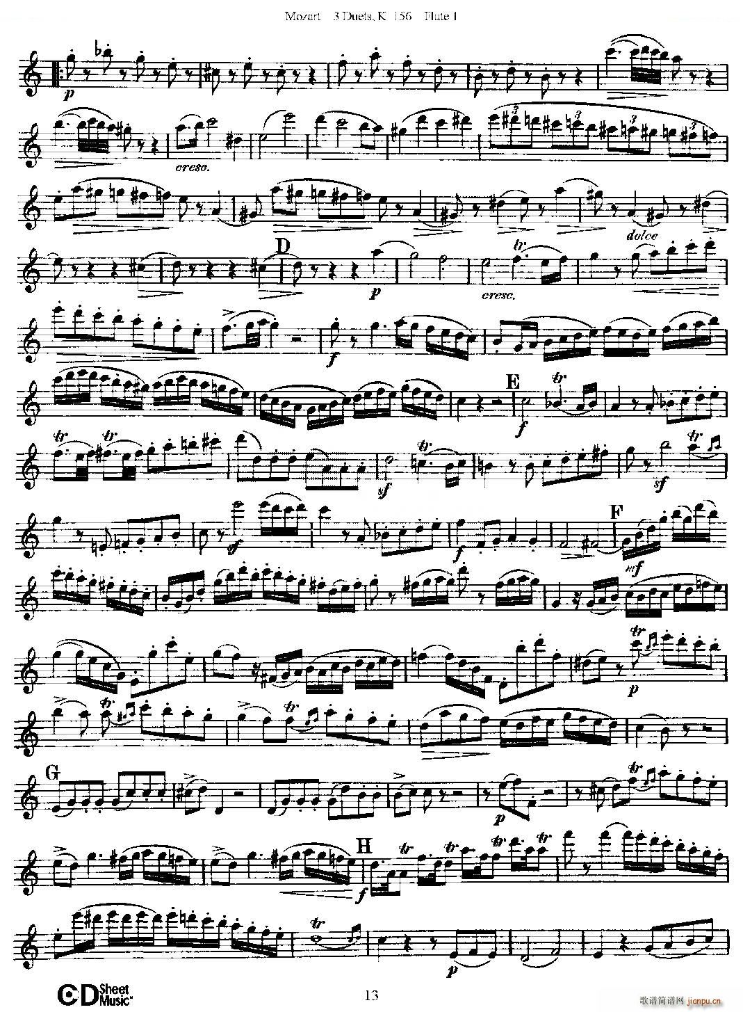 3 Duets K 156 之第一长笛（二重奏三首 K156号） 铜管13