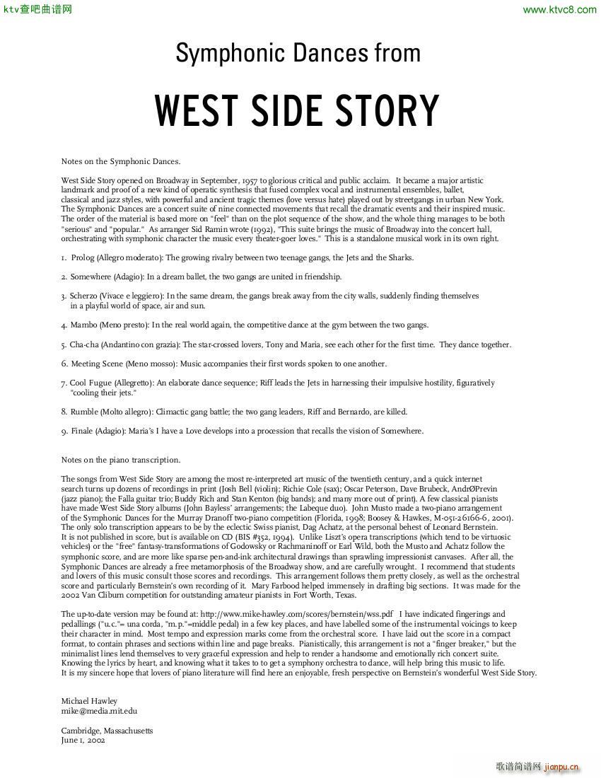 Bernstein Hawley Symphonic Dances from WSS1